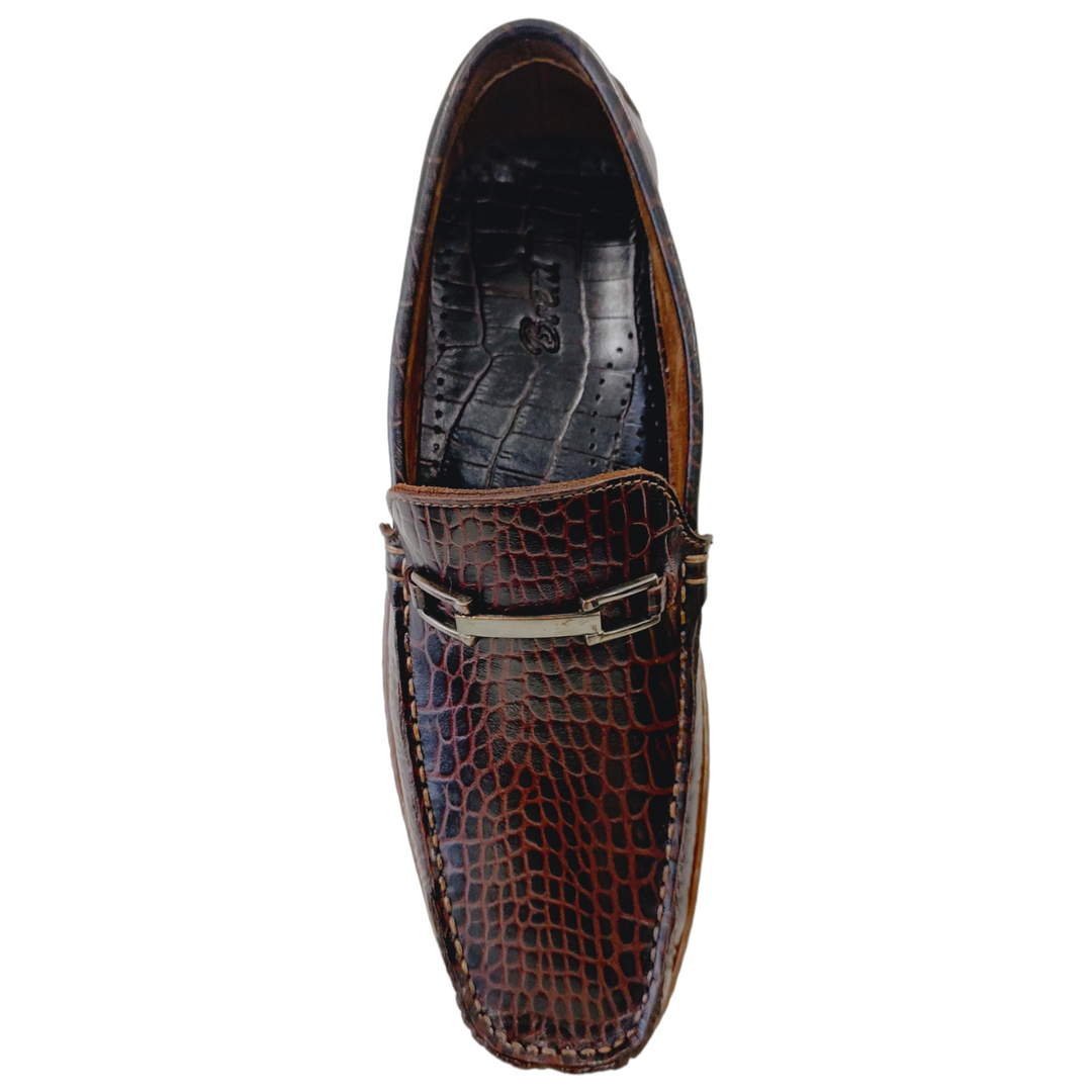 Control Croc Men's Semi Formal Shoes (Brown)