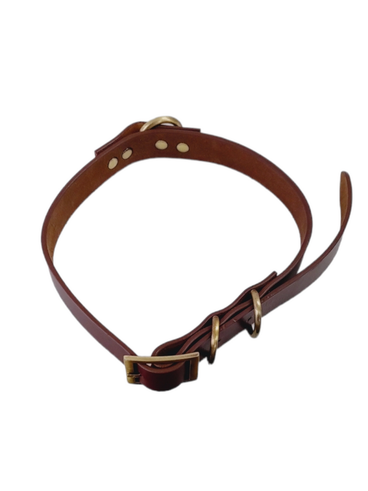 Leather Dog Collar & Leash Set Adjustable Comfortable for Walking. DCL01B