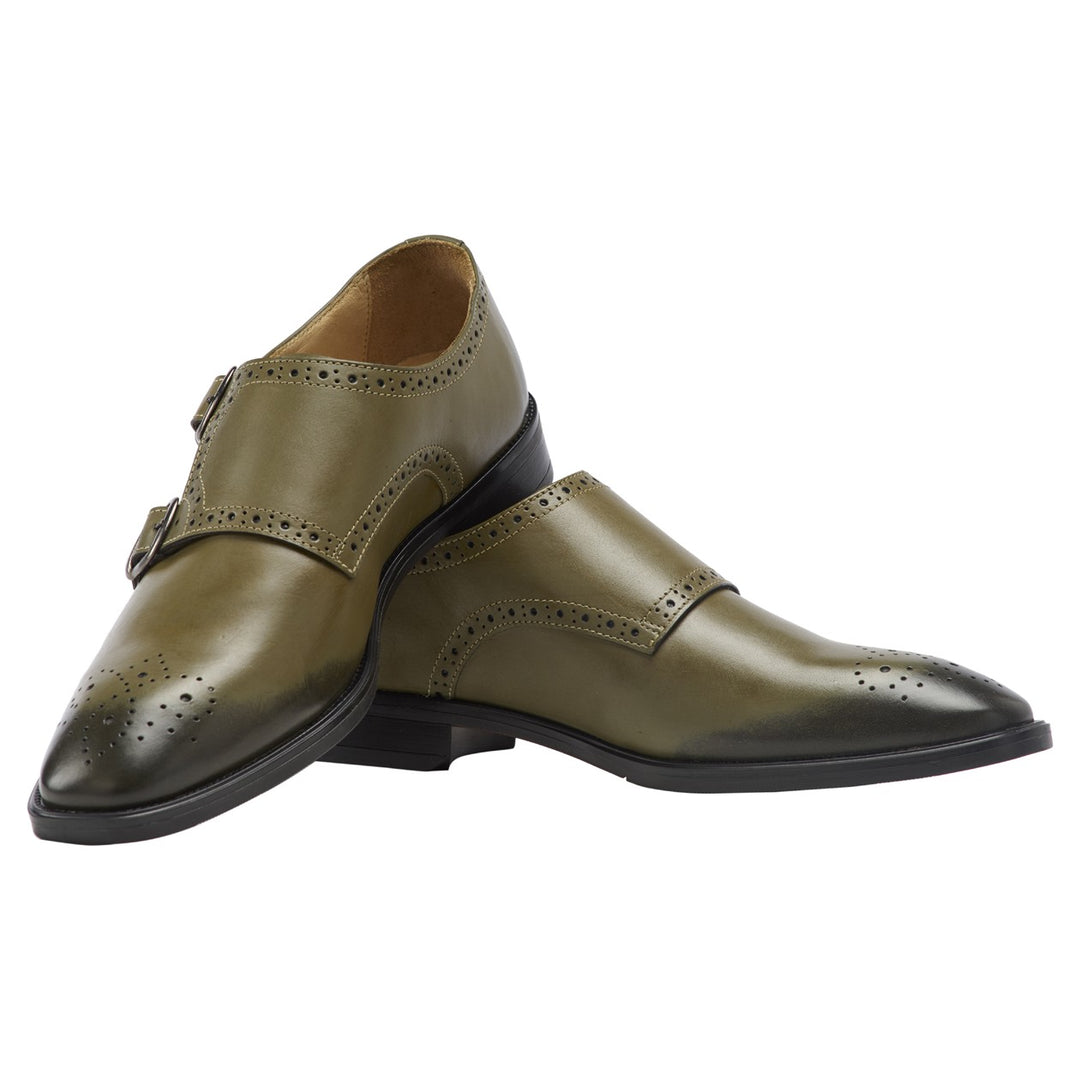 Double Monk Men's Formal Shoes (Olive)