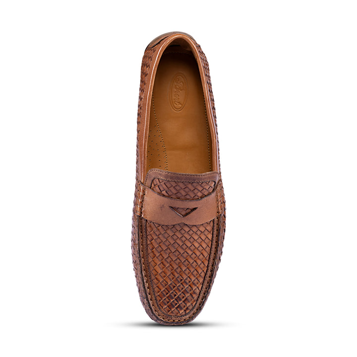 Brent Shoes Men's TW 1868 Tan Mesh Slipon Leather Casuals