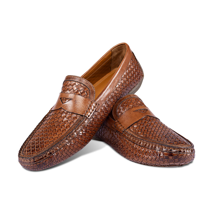 Brent Shoes Men's TW 1868 Tan Mesh Slipon Leather Casuals