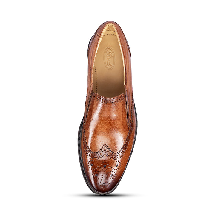 Brent Shoes Men's TW 110026 Brown Slipon Leather Semi Formals
