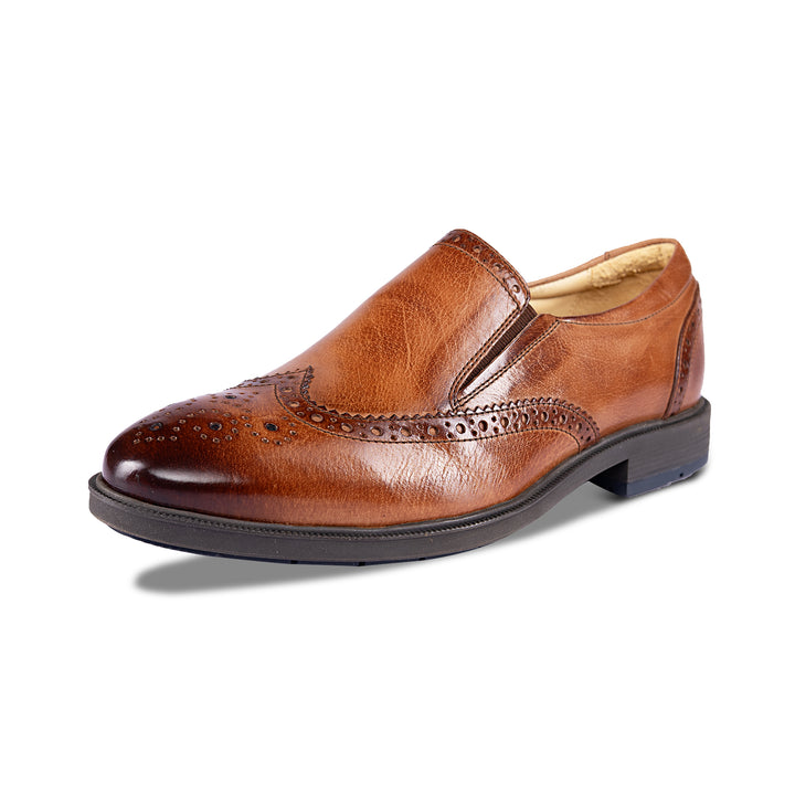 Brent Shoes Men's TW 110026 Brown Slipon Leather Semi Formals