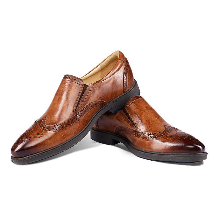 Brent Shoes Men's TW 110026 Brown Slipon Leather Semi Formals