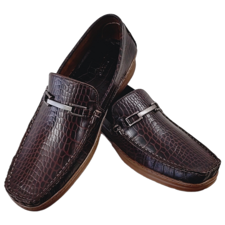 Control Croc Men's Semi Formal Shoes (Brown)