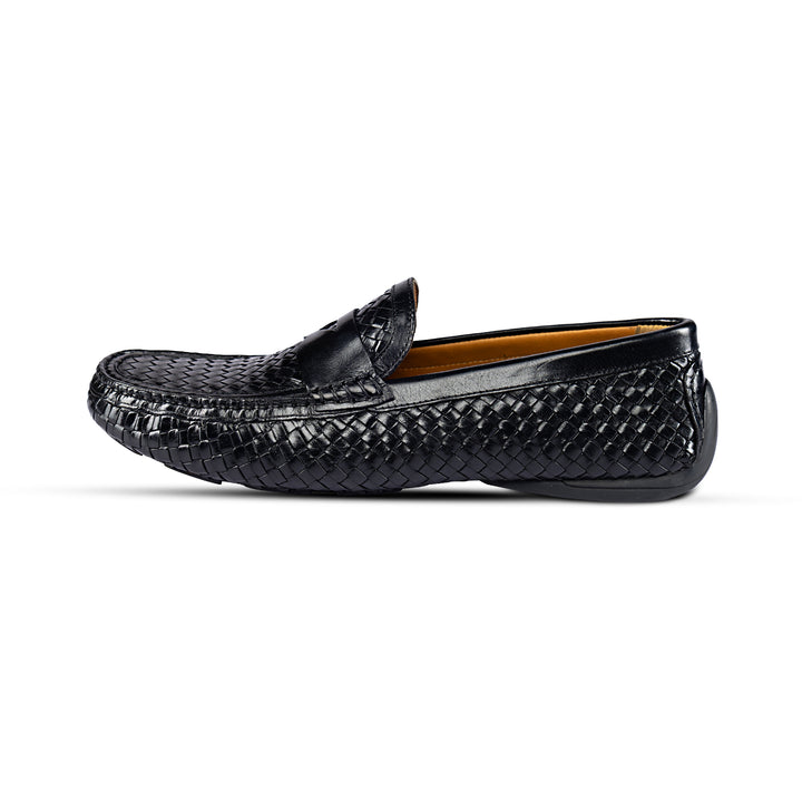 Brent Shoes Men's TW 1868 Black Mesh Slipon Leather Casuals