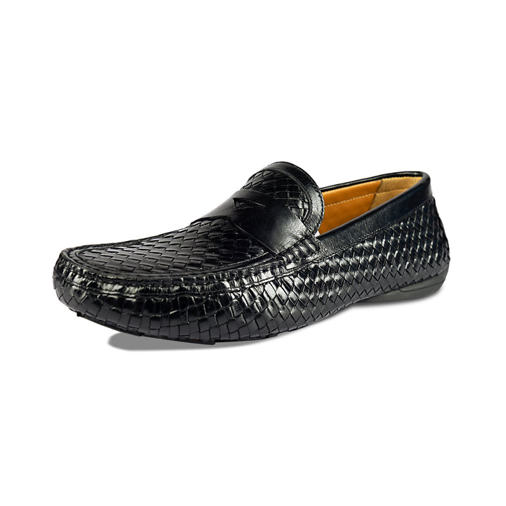Brent Shoes Men's TW 1868 Black Mesh Slipon Leather Casuals