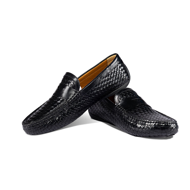 Brent Shoes Men's TW 1868 Black Mesh Slipon Leather Casuals