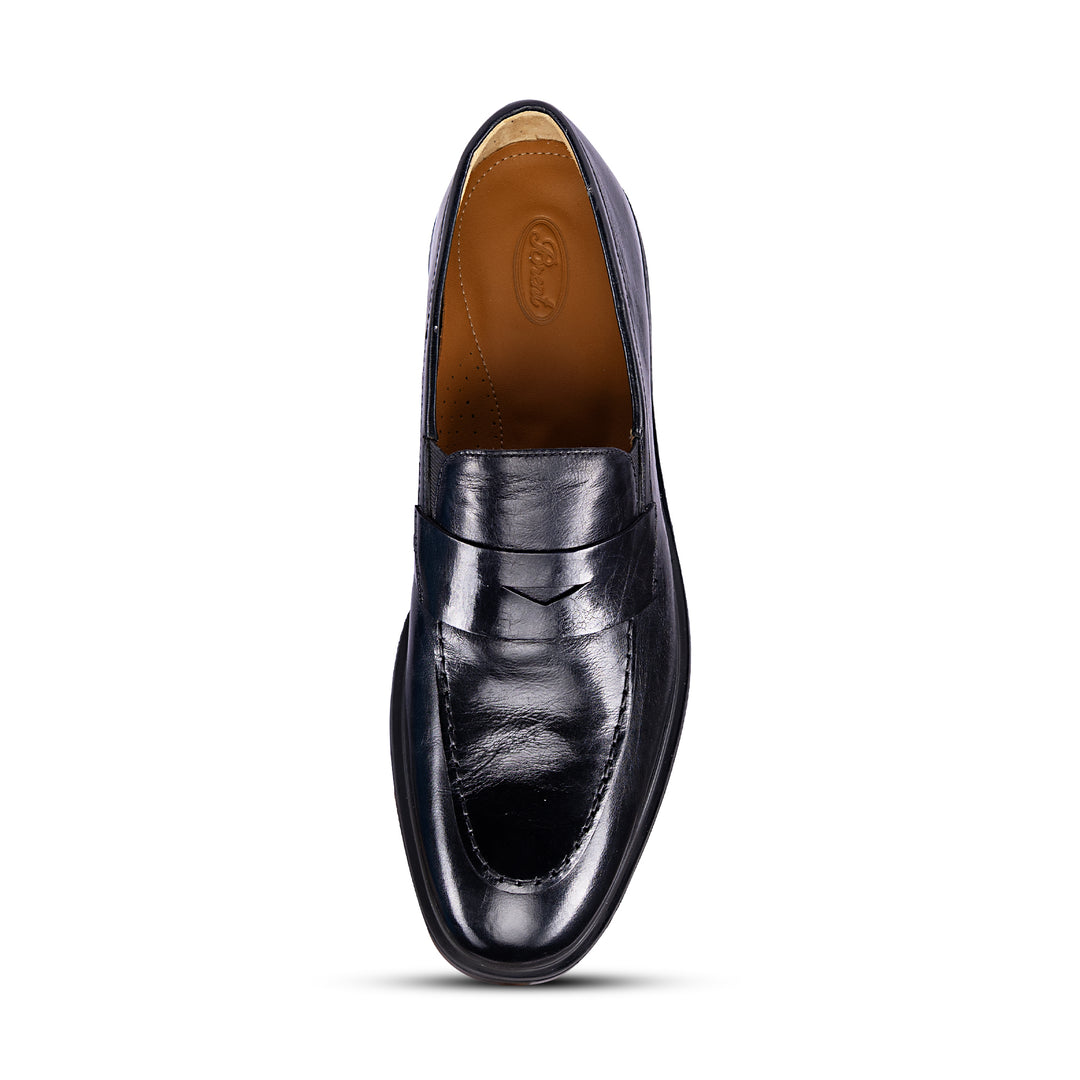 Brent Shoes Men's TW TG10 Black Slipon Leather Semi Formals