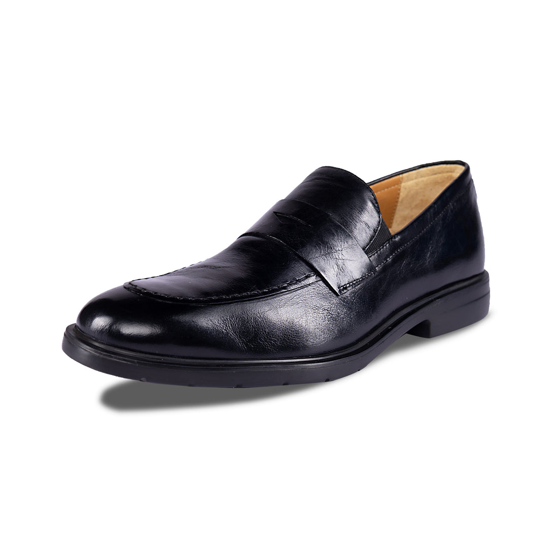 Brent Shoes Men's TW TG10 Black Slipon Leather Semi Formals