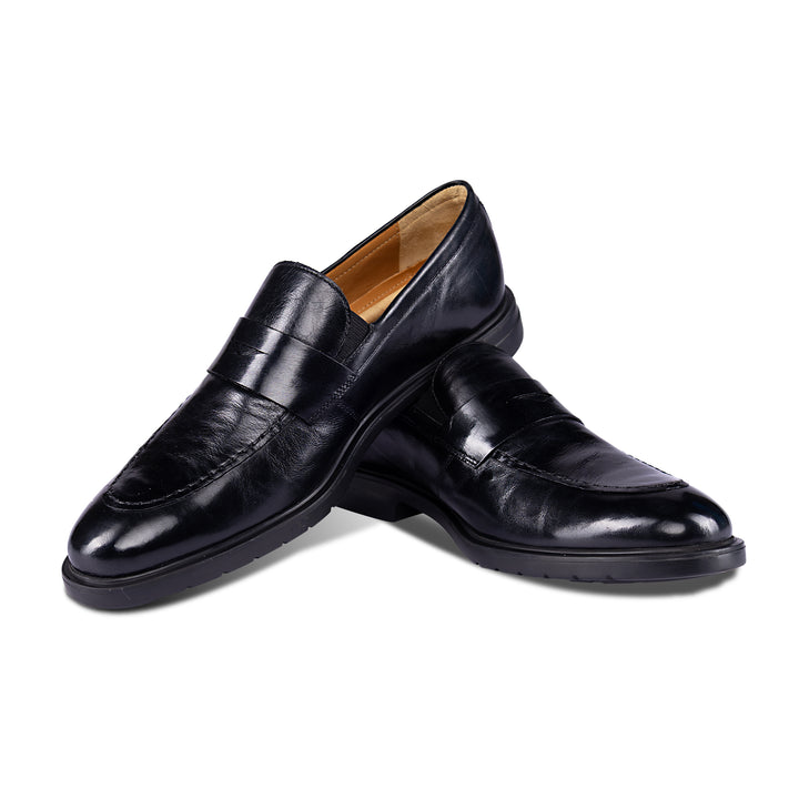 Brent Shoes Men's TW TG10 Black Slipon Leather Semi Formals