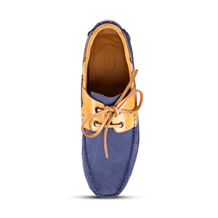 Brent Shoes Men's TW TRACE 2 Blue Tan Classic Boat Leather Semi Formals