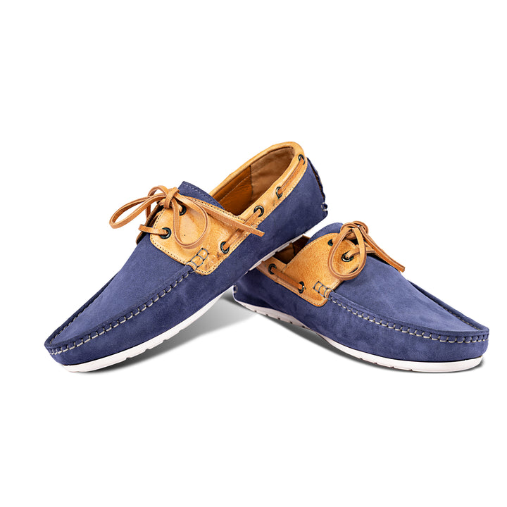 Brent Shoes Men's TW TRACE 2 Blue Tan Classic Boat Leather Semi Formals