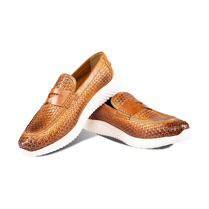 Brent Shoes Men's TW Victor 1 Tan Slipon Leather Semi Formals